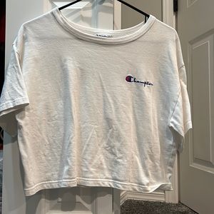 small champion white crop top